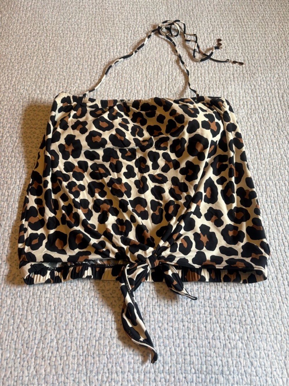 MICHAEL Michael Kors Leopard Print Tankini Top in Black, Brown, Cream